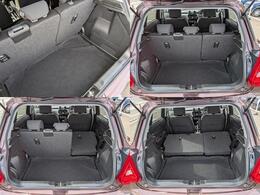 トランクルーム：リアシートのアレンジで荷室の広さも様々に！