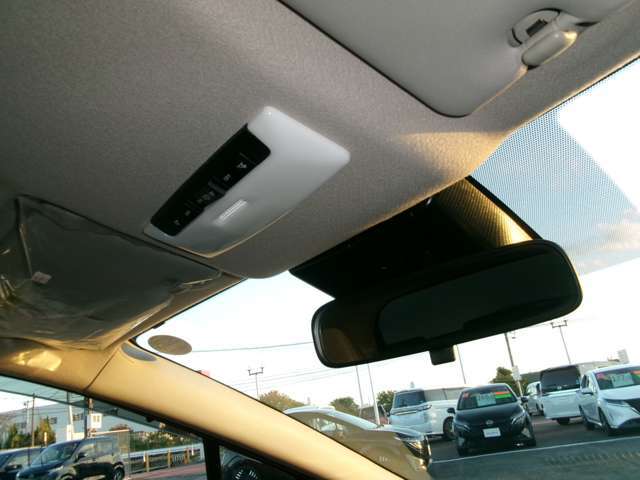 スッキリした配列の天井です。もちろんルームミラー付きですので、後方確認ができます。