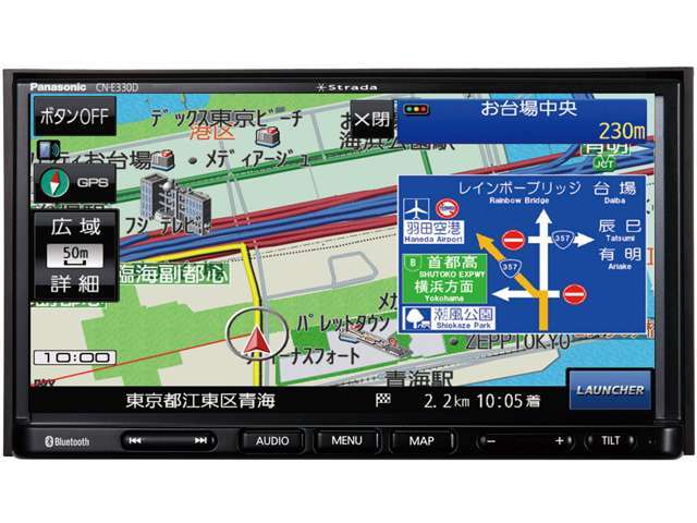 オーディオ取付部分にスッポリ収まるサイズのナビです。もちろんTV視聴やDVD再生も可能です。