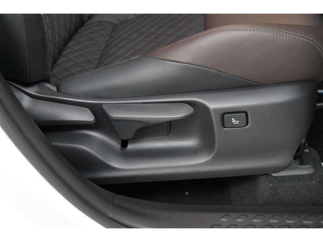 運転席にはリクライニング＋シート上下アジャスターレバー、さらに腰部の硬さを調整できる電動ランバーサポートスイッチを装備。