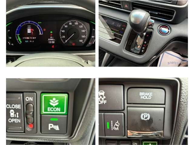 運転席から手の届く範囲に、様々な操作スイッチが整然と並びます。