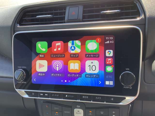 EV専用NissanConnectナビゲーションシステム（地デジ内蔵）Apple CarPlayAndroid Auto連携機能