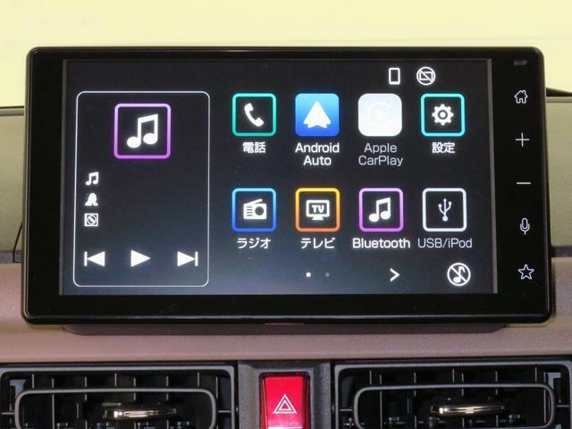 9インチスマホ連携ディスプレイオーディオです。バックカメラも付いて車庫入れ・駐車も安心です。Bluetooth対応機器を登録して音楽を楽しんだりハンズフリー通話が出来て便利です。