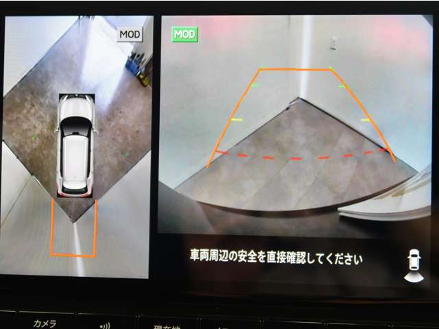 マルチアラウンドモニター（全方位カメラ）　ガイドライン表示有り　障害物センサー連動