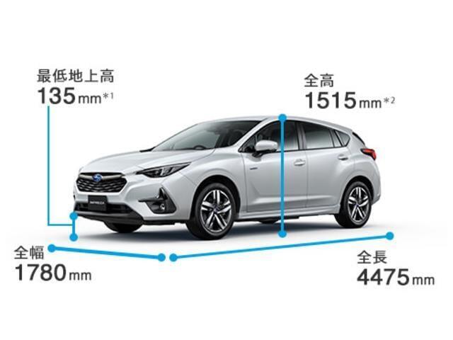 インプレッサの全長・全幅・全高。(STグレードの参考数値です)画像はイメージで、実際の仕様とは異なる場合があります。