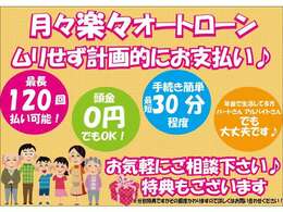 各種ローンの取り扱いは頭金0円～最長10年間120回払いまでOKです。アルバイト。年金。審査がなかなか通らない方！全てお任せください！