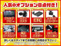 ●当社が選ばれる理由2　人気のオプション8点が付いてこの価格！！追加オプションも承ります！●