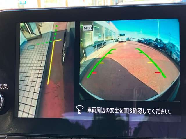 左サイドカメラとフロントカメラ運転席から死角となりやすい車両左前部分や前方部分もバッチリ見えます♪