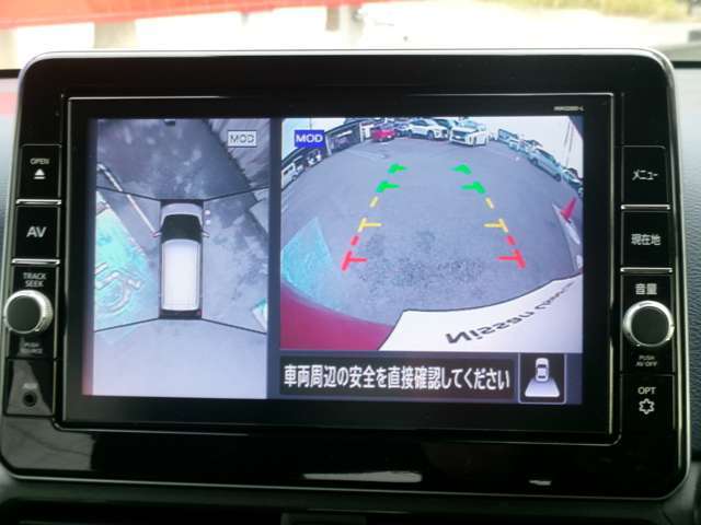 アラウンドビューモニター搭載車です。360度見渡せるカメラで苦手な駐車も安心です。