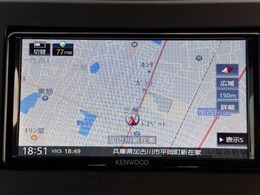 ケンウッド製ナビゲーションを装備。メモリーナビ、DVD再生フルセグTV等の機能付です。