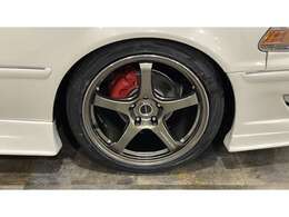 ☆新品フルタップ車高調☆新品クロススピード　CR5　18インチアルミホイール　新品タイヤ☆カラーキャリパー☆