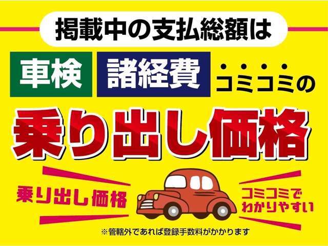 ☆支払総額は管轄内登録であれば乗り出し価格（車検代、自動車税等込み）です