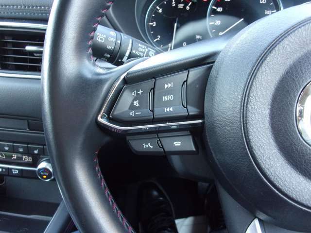 オーディオの音量やチャンネル操作ができるスイッチが、ハンドルに付いています。運転中でも、操作が行えて非常に安全・便利です！
