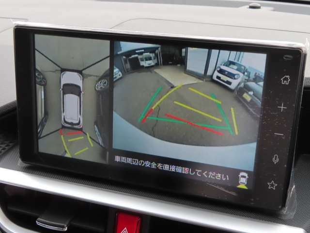 全周囲カメラでどこでも落ち着いて駐車できます！障害物センサーのほか、「リアクロストラフィックアラート」で、後退する際に後方左右から接近する車を検知、ブザーとミラー内のインジケータで注意を促します。