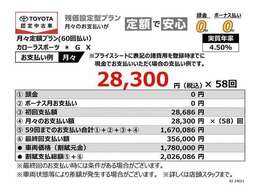 当社オススメのお支払いプラン（残価設定型プラン）詳しくは営業スタッフまでお尋ねください