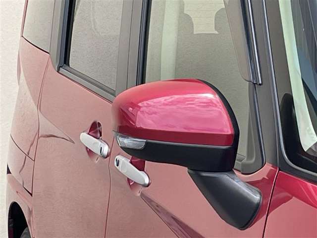 対向車や歩行者が認識しやすいサイドターンランプ付カラードドアミラー