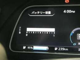 バッテリーの容量を表すセグメントは満タンでご安心です。もちろん充電ケーブルも車載されいます。