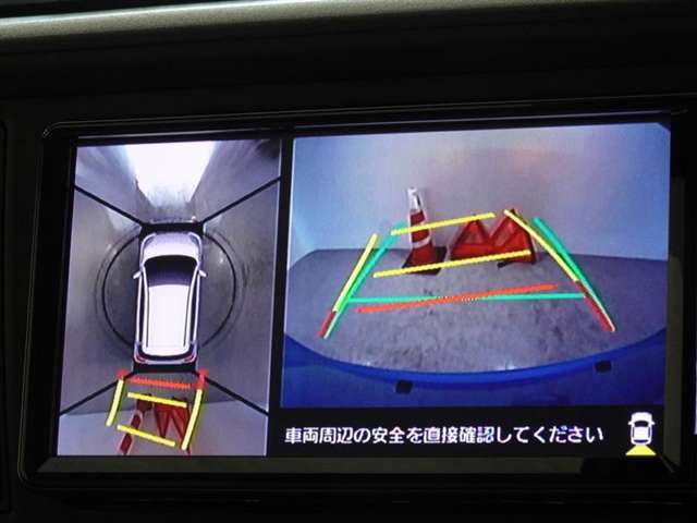 バックガイドモニターを装備してます、車庫入れもラクラクです。パノラミックビューモニターを搭載しています、上からの画像も表示されます。