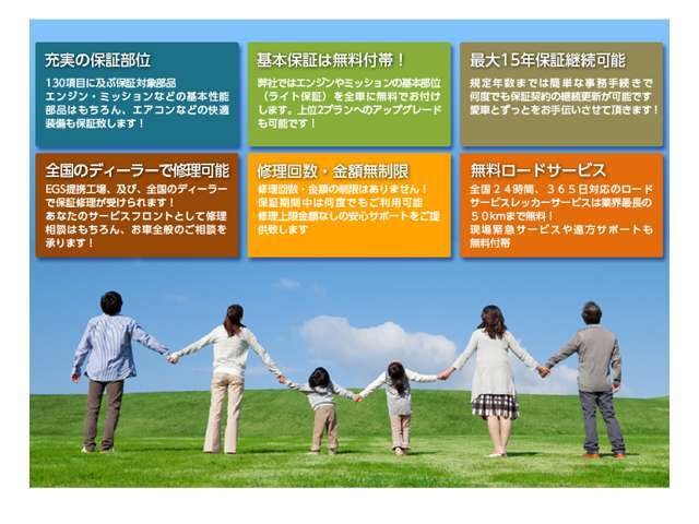 お車に何かございましたら保証書記載の専用窓口にお電話いただき、その後EGSより案内させていただく全国（47都道府県）のディーラー又はEGS提携工場で修理を承ります。