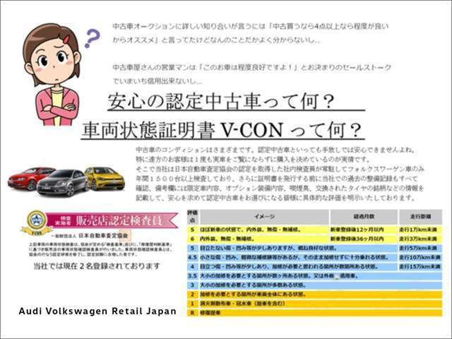 【全車両評価表付】全車V-CON評価済！VW港北では厳しい審査に通過した車両のみ認定中古車として販売致します！皆様に安心・安全をお届けいたします！