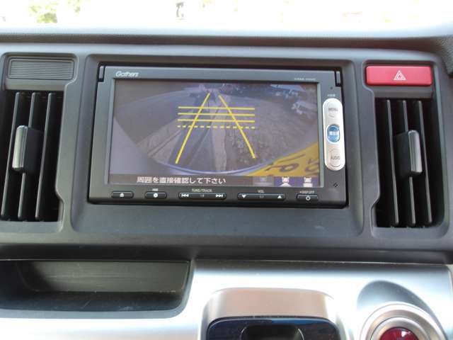 ギアをバックにするとこのとおり。後ろの画像がナビ画面にこんにちは。狭い駐車場でも安心ですね