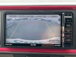 【バックモニター】後ろのカメラの映像がモニターに映し出されるので、後方の見えない死角や、障害物との距離感などもしっかり安全確認することができます！