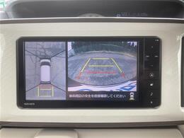 【アラウンドビューモニター】まるでクルマを真上から見下ろしたかのような視点で駐車をサポートします！クルマの斜め後ろや真横など、前後左右の4つのカメラの映像が合成されて、モニターに映し出されます。