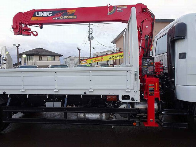 ユニック5段 2.9t吊り URG375AW ジョイスティック式ラジコン/フックイン付 差し違いアウトリガー/超ワイド張り出し 高さ制限/未格納警報装置 ML警報型
