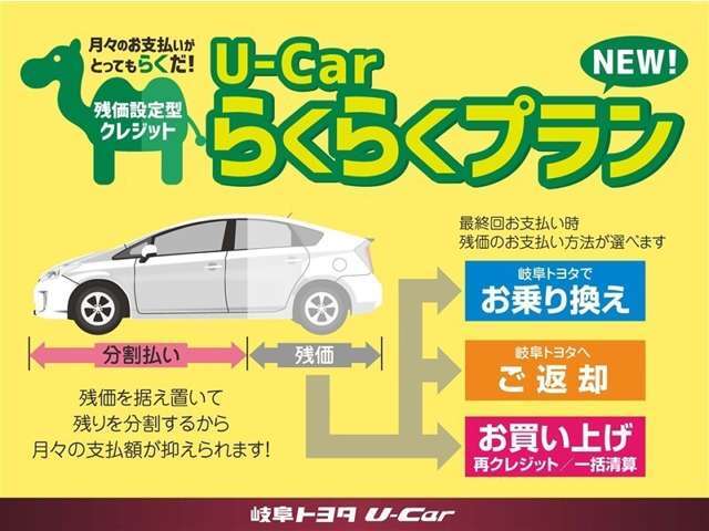 U-Carの新しいらくらく購入プランです　毎月の支払いが　らくらく　です♪