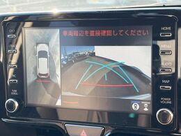 【パノラミックビューモニター】専用のカメラにより、上から見下ろしたような視点で360度クルマの周囲を確認することができます☆死角部分も確認しやすく、狭い場所での切り返しや駐車もスムーズに行えます。