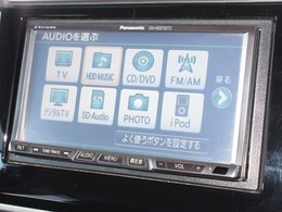 ナビゲーションはパナソニックHDDナビ(CN-HDS700TD)を装着しております。AM、FM、CD、DVD再生、音楽録音再生、フルセグTVがご使用いただけます。初めて訪れた場所でも安心ですね！