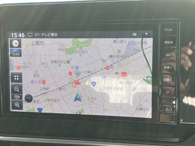 純正メモリーナビ付きです。フルセグTV視聴、Bluetooth接続も可能です。