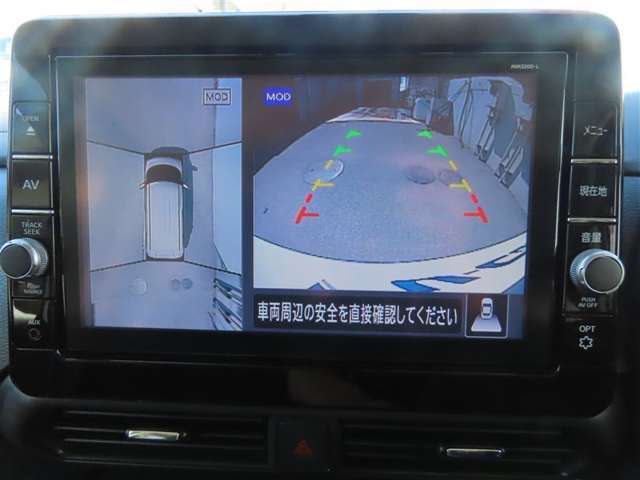 （全周囲モニター）車を上から見たような映像で死角もバッチリ確認できます。
