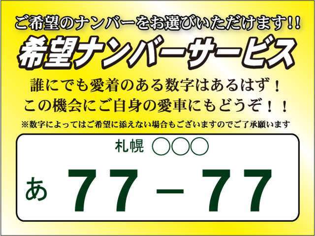 Aプラン画像：せっかくの愛車をご希望のナンバーで是非！！