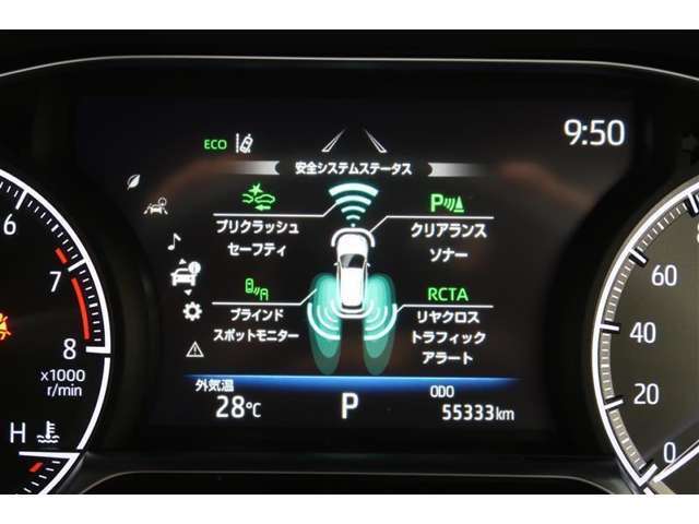 【トヨタセーフティーセンス】事故安全防止のためのドライバーサポート機能です。自動被害軽減ブレーキ、車線逸脱防止装置、自動ハイビームなどが付いています。今の時代にはぜひ欲しい装備ですよね♪