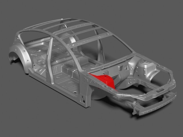 こちらは基本的な車両のレントゲン画像（イメージ）です。赤い部分は交換箇所、青い部分は板金箇所となります。詳しくはスタッフまで！！