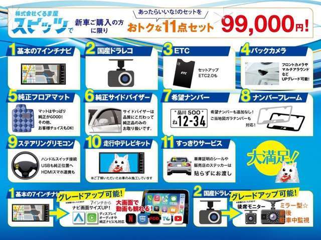 Aプランでは定価33万円分の附属品が99，000円でお買上げ可能です。