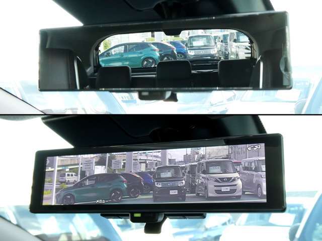 インテリジェント　ルームミラーは、車両後方のカメラ映像をミラー面に映し出すので、車内の状況や、天候などに影響されず、いつでもクリアな後方視界が得られます