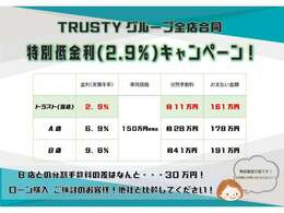 【特別低金利2.9％】キャンペーン実施中！分割手数料の比較は重要です！事前審査等、お気軽にお申し付けくださいませ。