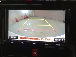 リバースギアに入れるだけで後方の表示へ切り替わります。夜間や雨の日の駐車も楽になりますよ。