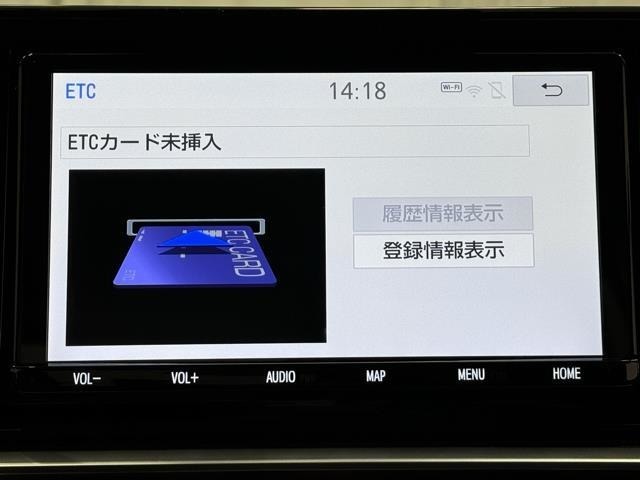 ナビ画面に連動したETCを装備しています。　過去に利用した利用料金も一目で分かって、とっても便利です。　ETCの抜き忘れ、挿し忘れも警告してくれるので安心ですね。