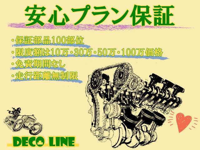 Aプラン画像：元々無料でついてる保証を有料にてグレードアップするパック、10万円から30万円に保証料金を手厚くすることにより、より安心したカーライフを送れるプランになります。