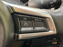 【クルーズコントロール】高速道路もラクラク走行。アクセルを離しても一定速度で走行ができ、長距離運転時の負担を軽減！加速・減速も簡単なスイッチ操作で調整できます。