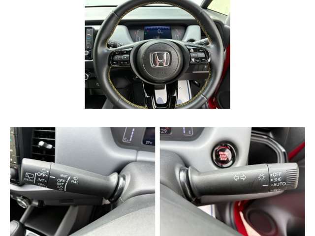 握り心地のいいステアリングとワイパーレバー＆ウインカーレバーです。