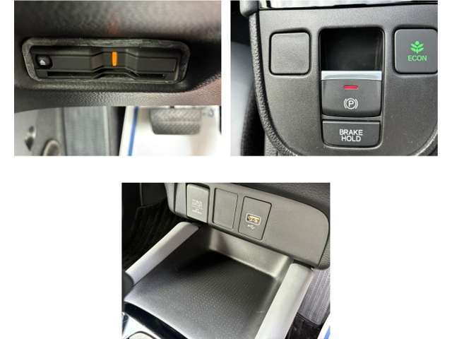 ETC、パーキングブレーキスイッチ、スマホトレーが装備されております。