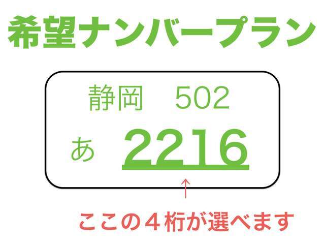 おおきな4桁が選べます。ひらがなは選べません！