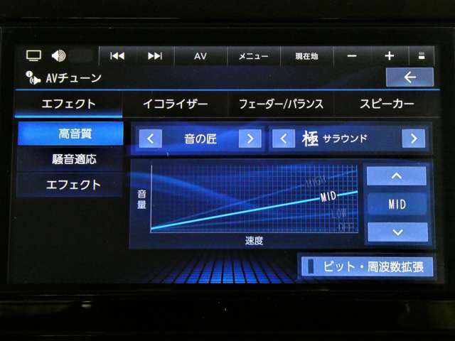 オーディオコントロールも充実♪好みのサウンドチューンがドライブをよりいっそう楽しくしてくれます♪