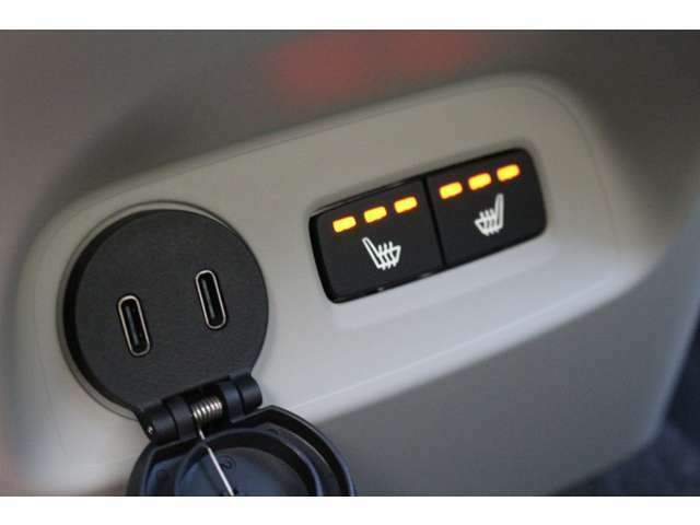 前席だけでなく後席にもシートヒーターを装備。USBポート(タイプC)も装備しています。