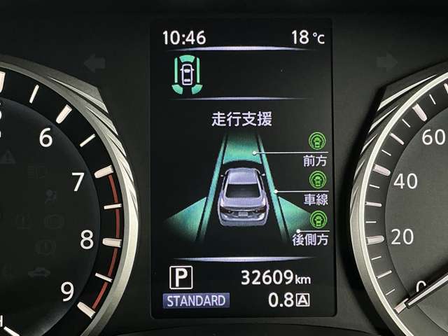 スカイラインの安全性能は全方位に向かって発揮されます。LDP（車線逸脱防止支援システム）/LDW（車線逸脱警報）PFCW（前方衝突予測警報）など、書ききれないほどの安全装備が！！