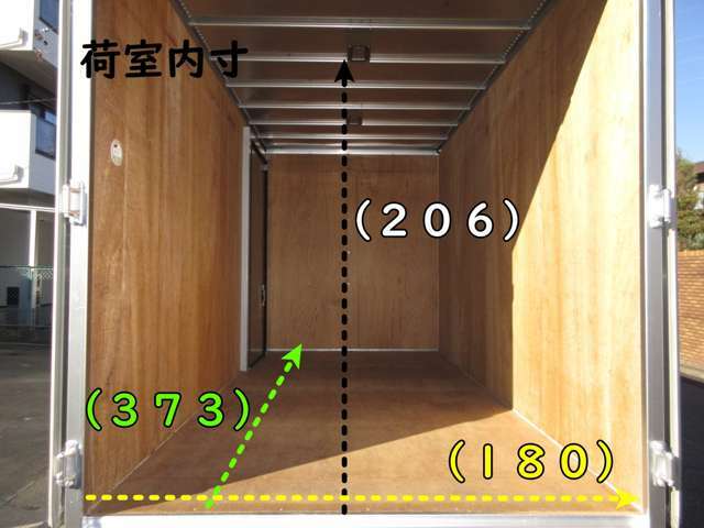 門口200　荷箱キタムラ　T19-2088　荷室　長さ373x幅180x高さ206センチ　セミロング　コーキング処理済み　ETC　リアカメラ　スライドドア　衝突軽減システム　5t限定免許　内外装キレイ